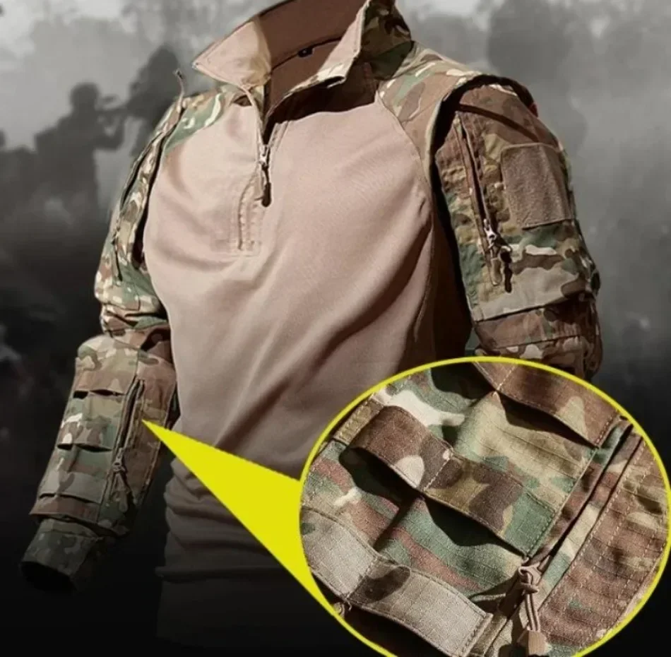 Camo Suits Tactical Shirts Training Sets Multi-pocket Work Pants Outfit Combat Tops Windproof Hunting Clothes Wear-resisting