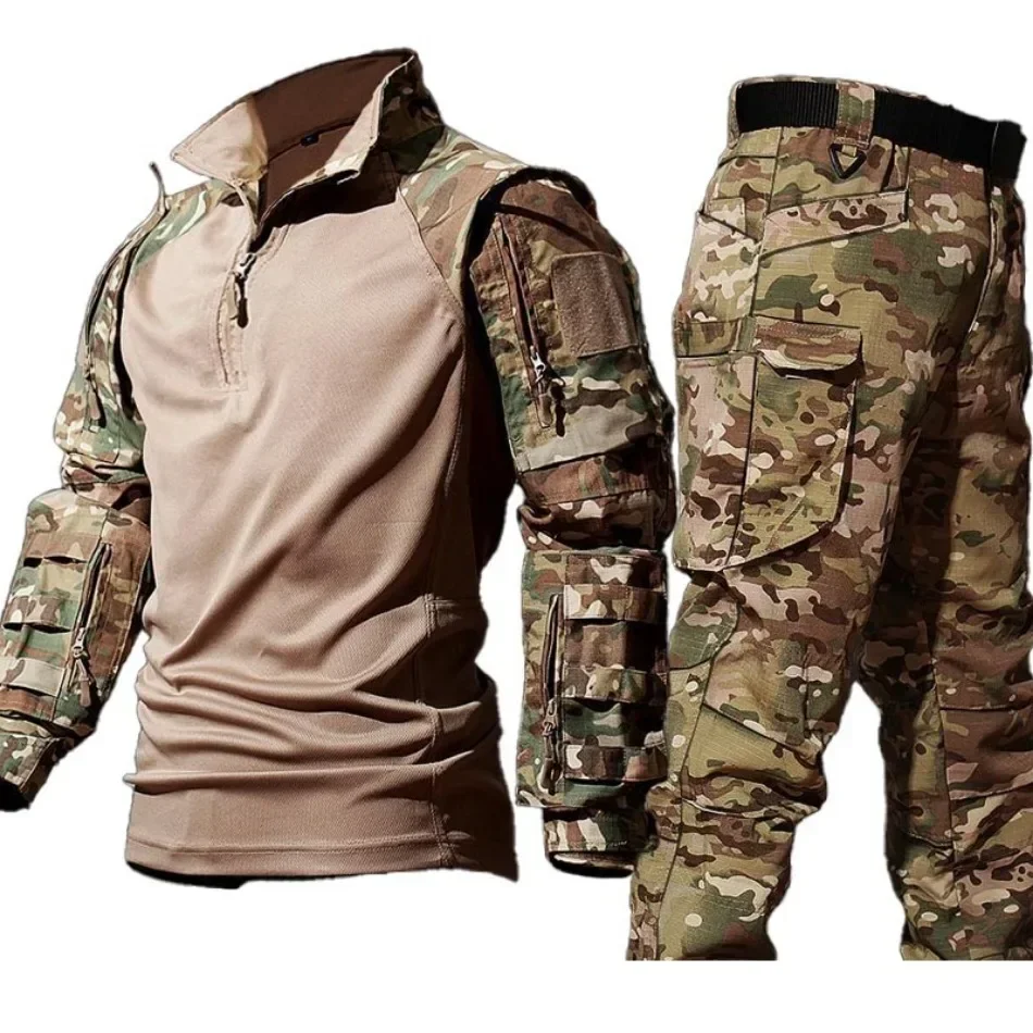 Camo Suits Tactical Shirts Training Sets Multi-pocket Work Pants Outfit Combat Tops Windproof Hunting Clothes Wear-resisting