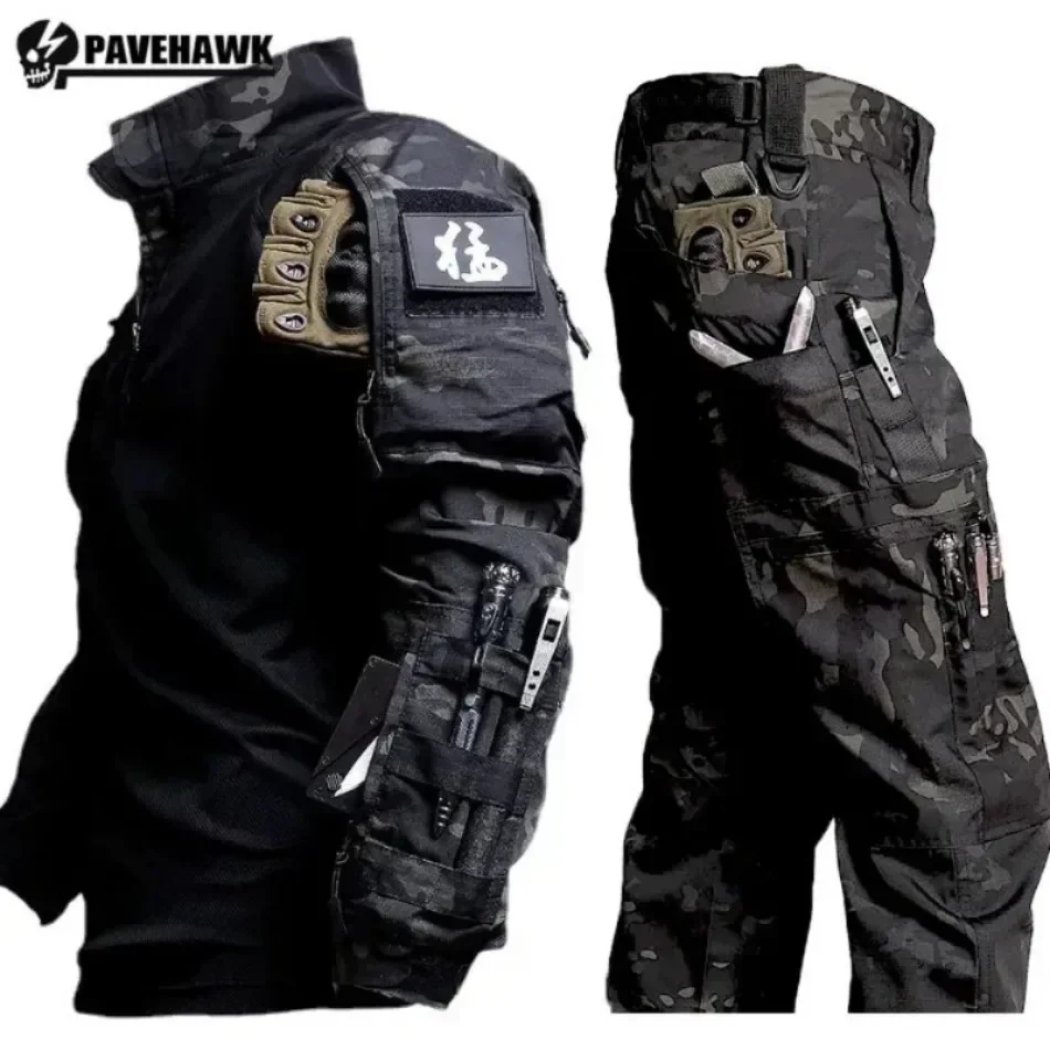 Camo Suits Tactical Shirts Training Sets Multi-pocket Work Pants Outfit Combat Tops Windproof Hunting Clothes Wear-resisting