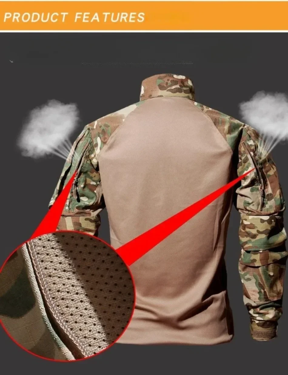 Camo Suits Tactical Shirts Training Sets Multi-pocket Work Pants Outfit Combat Tops Windproof Hunting Clothes Wear-resisting