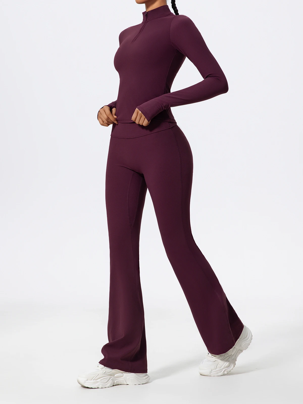 Hearuisavy Summer Half Zipper High Collar Sports Shirts Quick-Dry Yoga Clothing Fitness Long Sleeve Tight Clothes Sportswear Gym