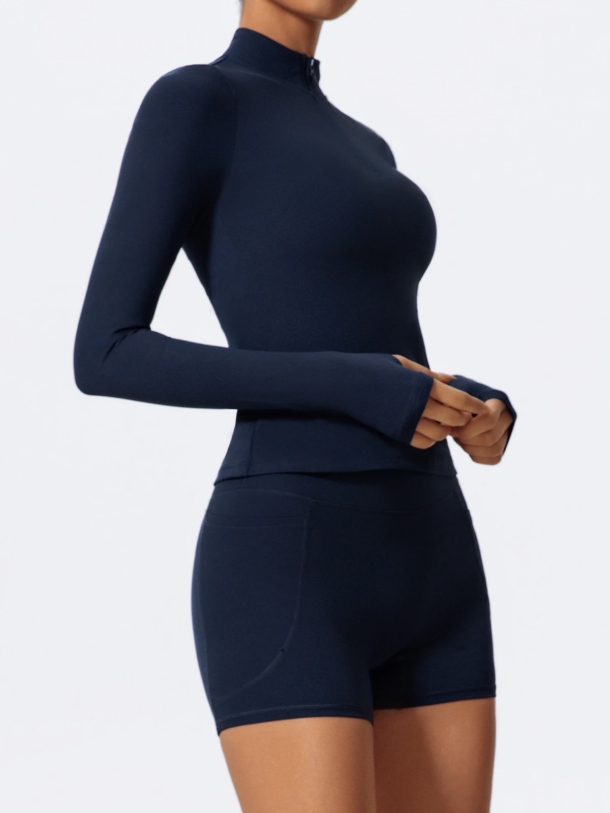 Hearuisavy Summer Half Zipper High Collar Sports Shirts Quick-Dry Yoga Clothing Fitness Long Sleeve Tight Clothes Sportswear Gym