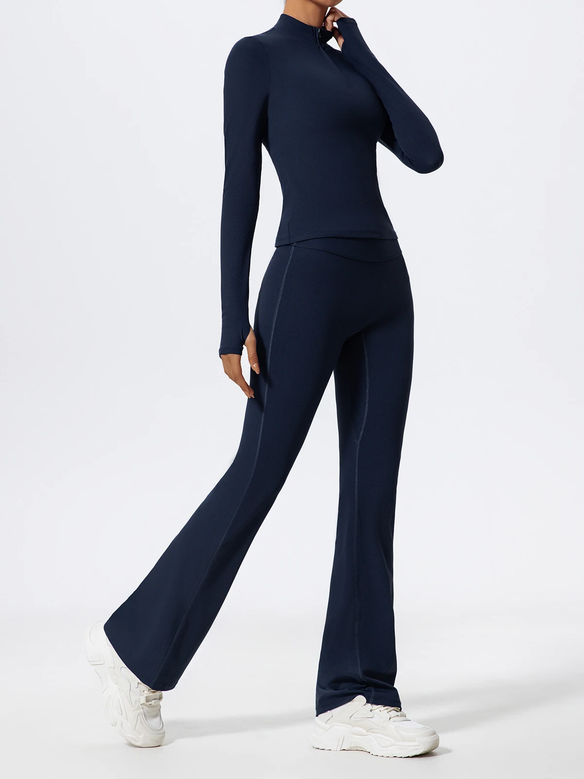 Hearuisavy Summer Half Zipper High Collar Sports Shirts Quick-Dry Yoga Clothing Fitness Long Sleeve Tight Clothes Sportswear Gym
