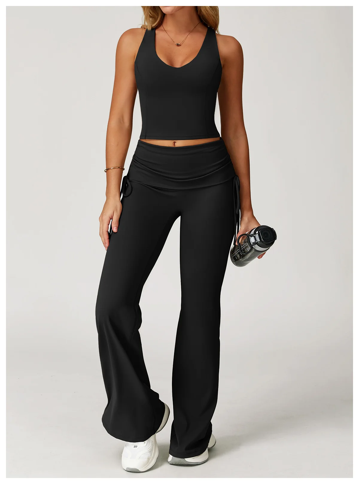 Bell-bottoms High Waist Workout Yoga Leggings Fitness Butt Lifting Scrunch Butt Sports Gym Flared Pants Women Wide Leg Pants