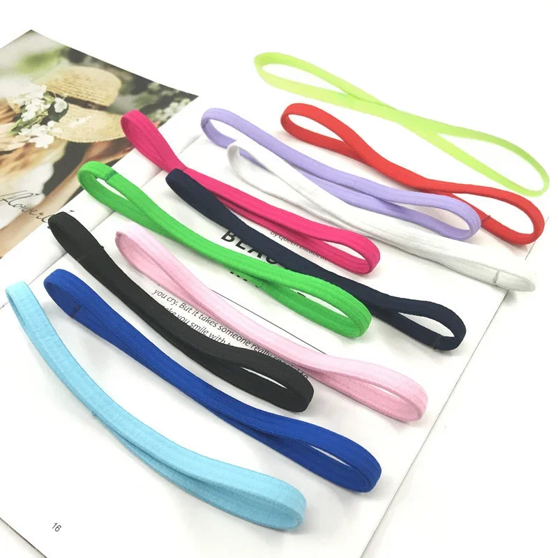 1/2/5Pcs Women Sweatbands Football Yoga Pure Hair Bands Anti-slip Elastic Rubber Thin Sports Headband Men Hair Accessories