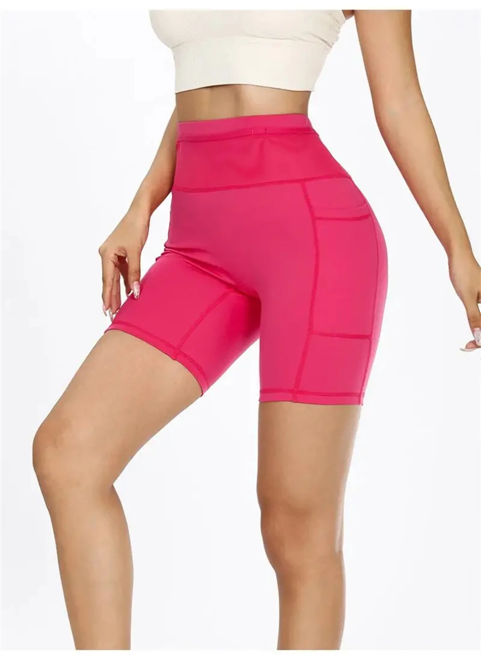 Womens Marathon Running Shorts with Waist Pack Compression Gym Tights Yoga Fitness Outdoor Sports Short Pants Leggings Quick Dry