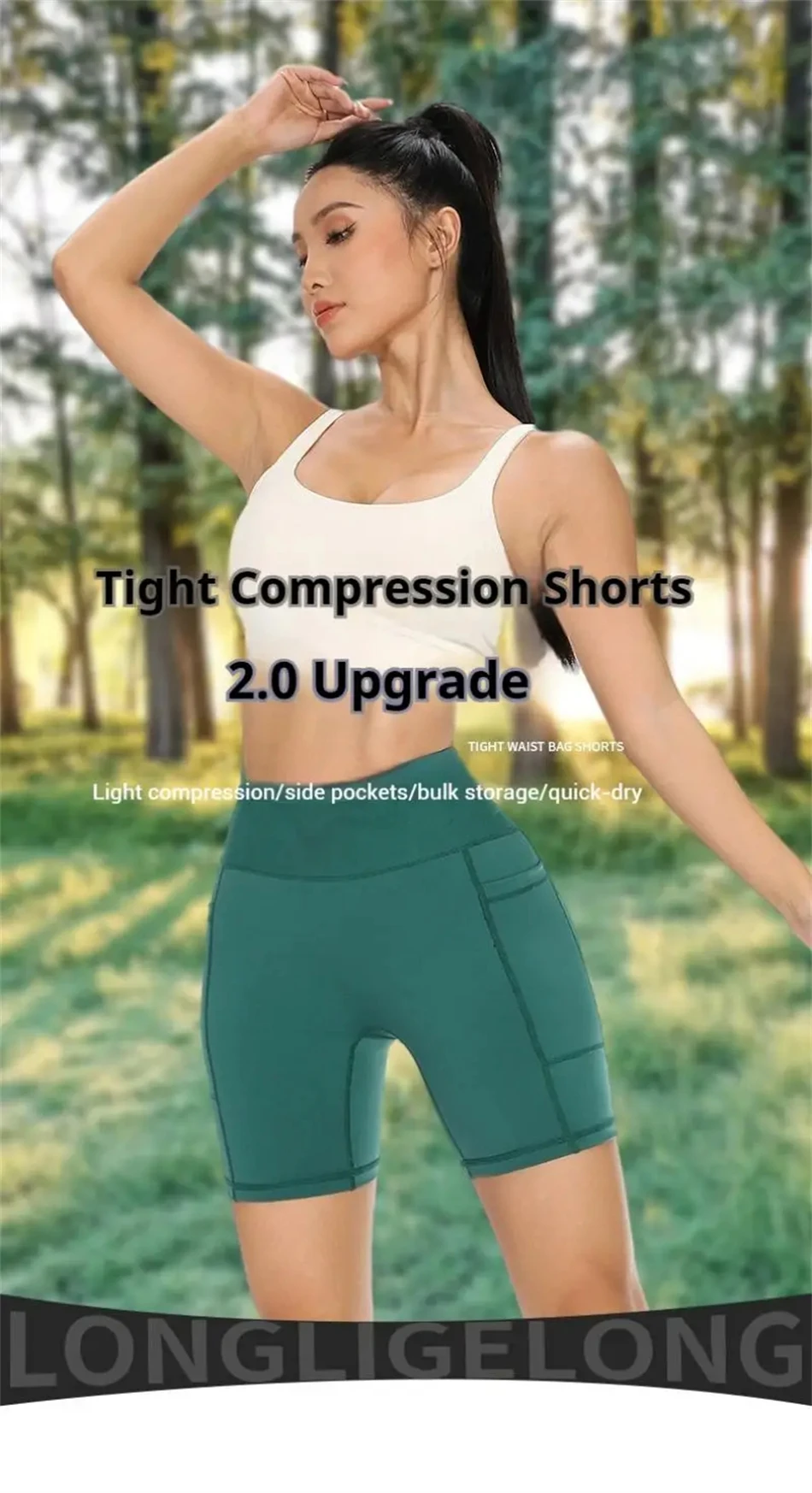 Womens Marathon Running Shorts with Waist Pack Compression Gym Tights Yoga Fitness Outdoor Sports Short Pants Leggings Quick Dry