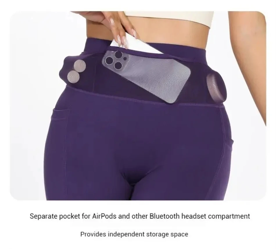Womens Marathon Running Shorts with Waist Pack Compression Gym Tights Yoga Fitness Outdoor Sports Short Pants Leggings Quick Dry