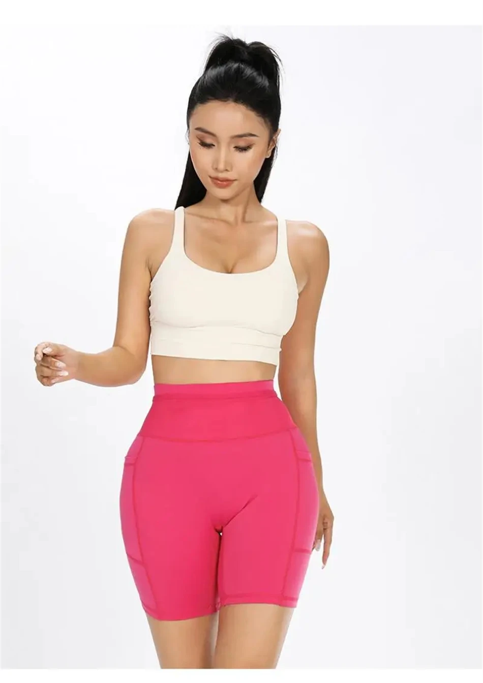 Womens Marathon Running Shorts with Waist Pack Compression Gym Tights Yoga Fitness Outdoor Sports Short Pants Leggings Quick Dry