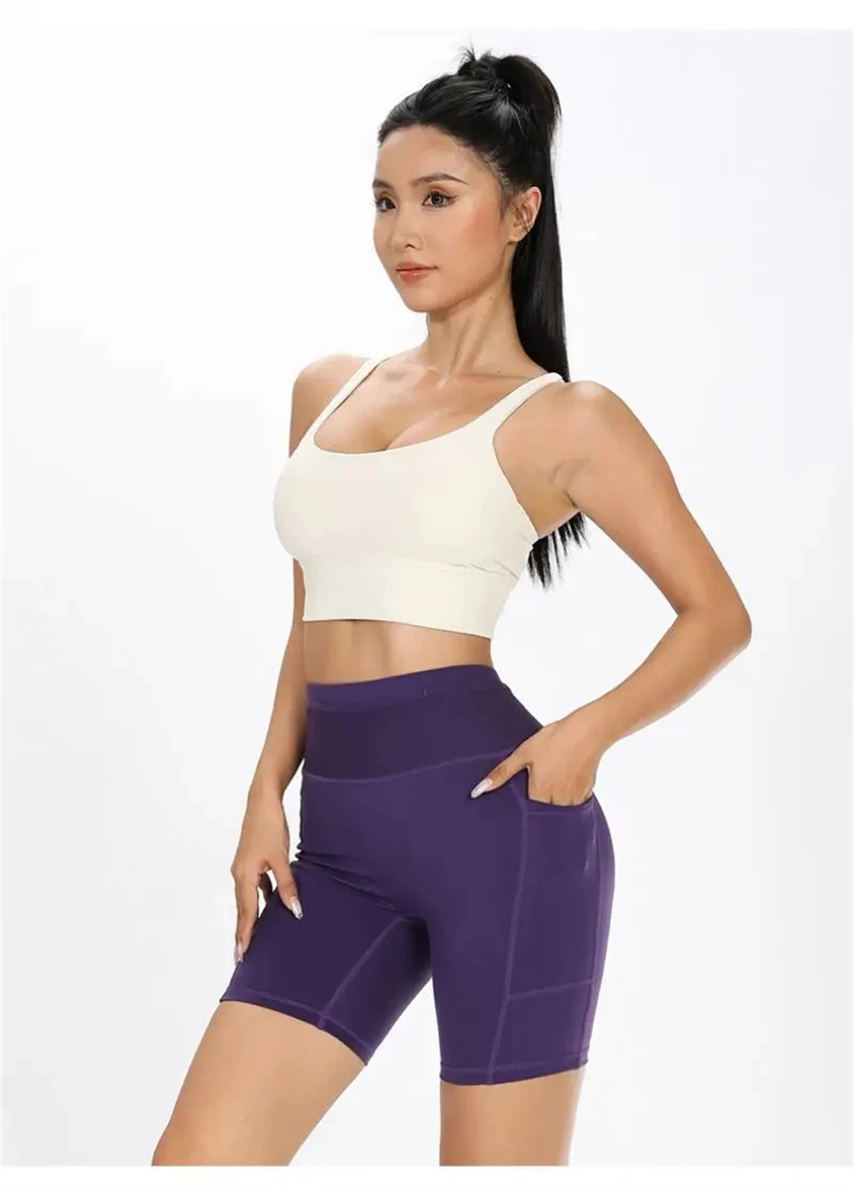 Womens Marathon Running Shorts with Waist Pack Compression Gym Tights Yoga Fitness Outdoor Sports Short Pants Leggings Quick Dry