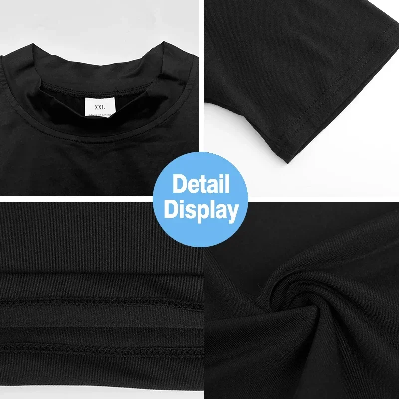 1/2pcs Compression Shirts Mens Summer Running T-shirts Turtleneck Elastic Quick Dry Sport Tees Athletic Gym Short Sleeve T Shirt