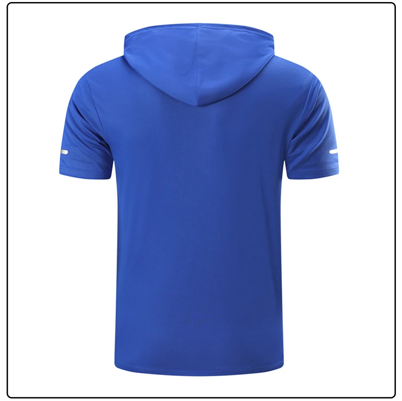 CHRLCK Men's Quick-Dry Running T-Shirt Outdoor Sports Streetwear Hoodie Shirts Summer Gym Jogging Short Sleeve Boys