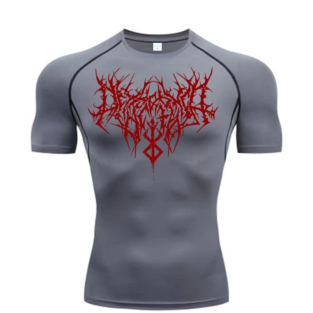 Men's Printed Compression Shirt - Quick Dry Breathable Rash Guard for Gym & Workout, Athletic Tight Fit Top ZY0059
