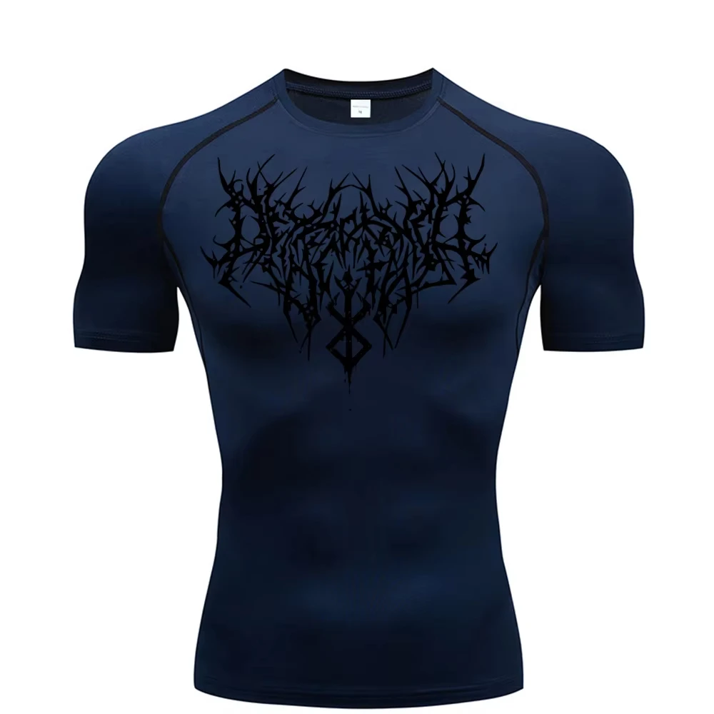 Men's Printed Compression Shirt - Quick Dry Breathable Rash Guard for Gym & Workout, Athletic Tight Fit Top ZY0059