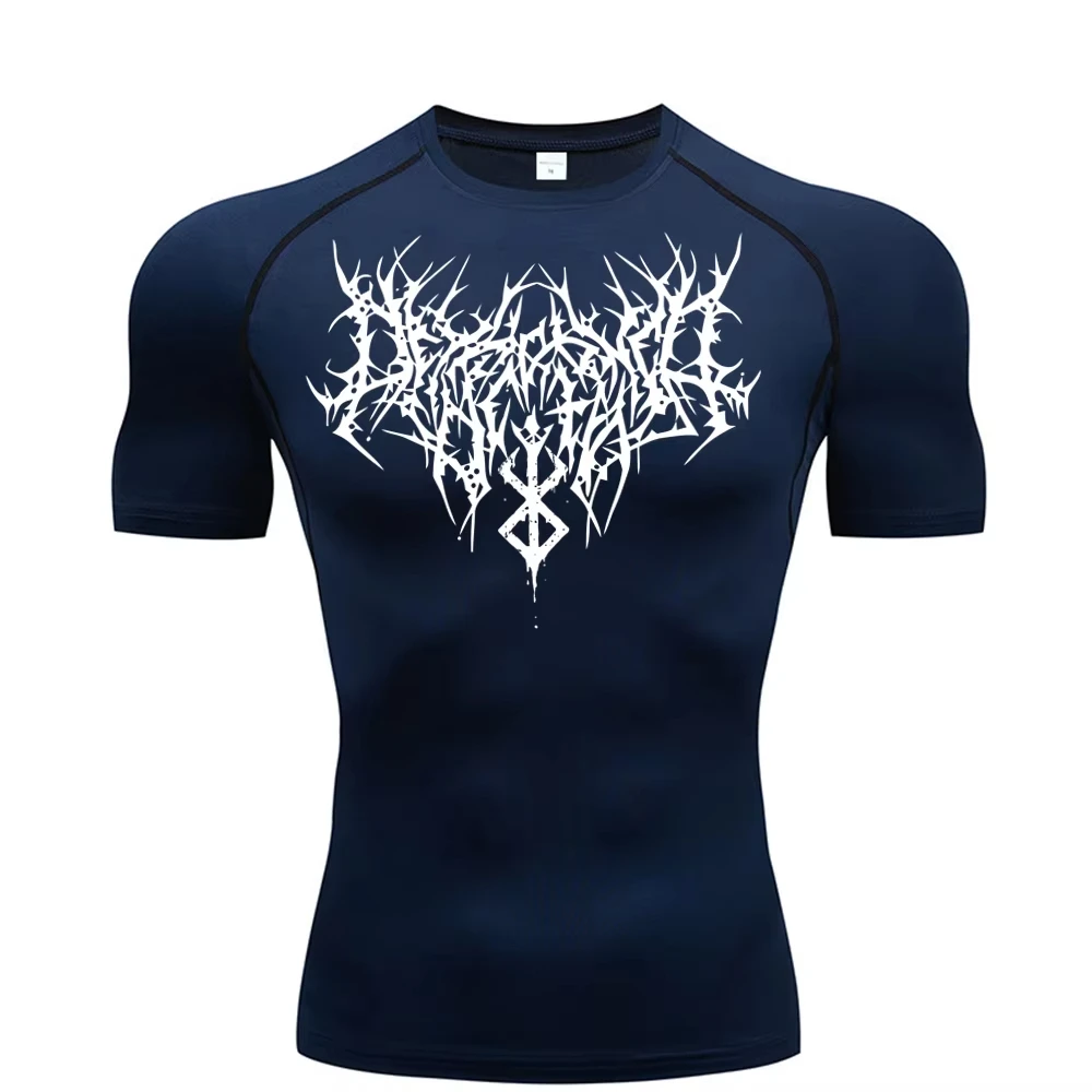 Men's Printed Compression Shirt - Quick Dry Breathable Rash Guard for Gym & Workout, Athletic Tight Fit Top ZY0059