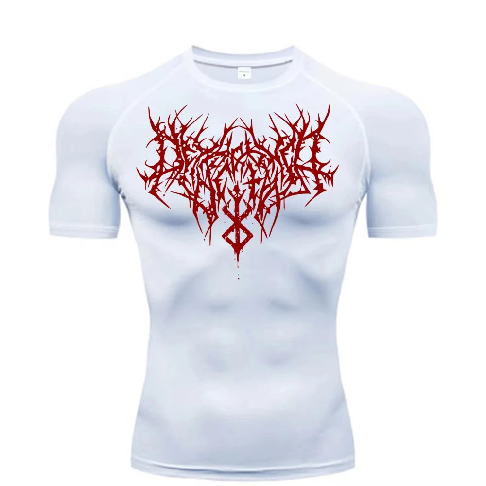 Men's Printed Compression Shirt - Quick Dry Breathable Rash Guard for Gym & Workout, Athletic Tight Fit Top ZY0059