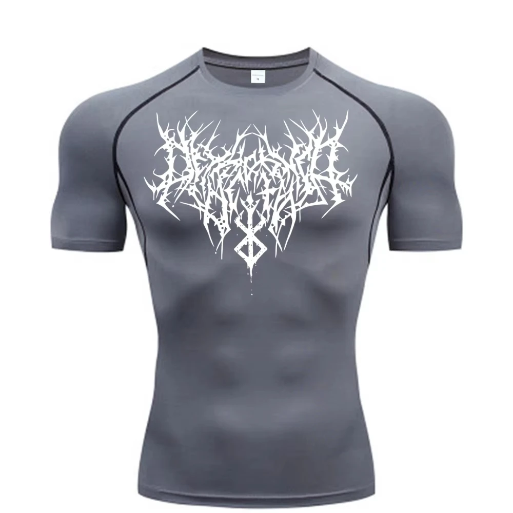 Men's Printed Compression Shirt - Quick Dry Breathable Rash Guard for Gym & Workout, Athletic Tight Fit Top ZY0059