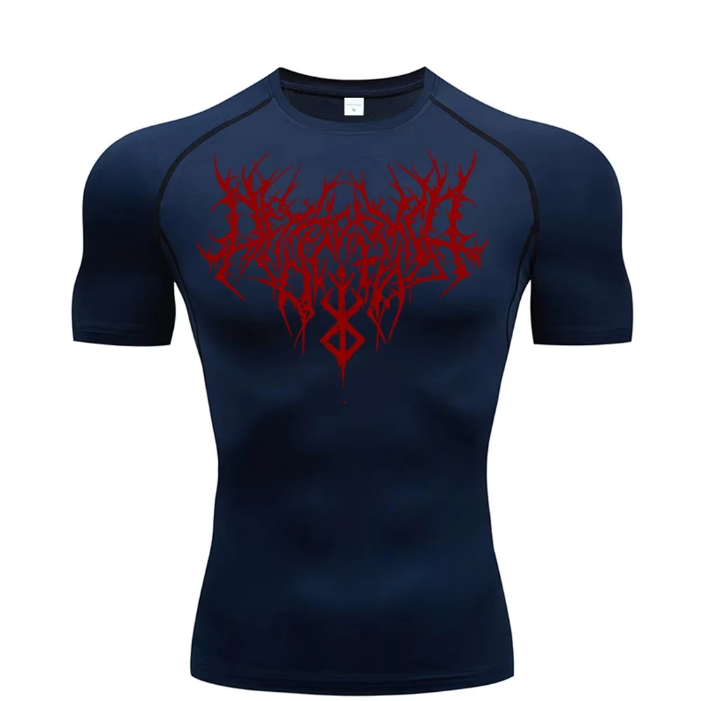 Men's Printed Compression Shirt - Quick Dry Breathable Rash Guard for Gym & Workout, Athletic Tight Fit Top ZY0059
