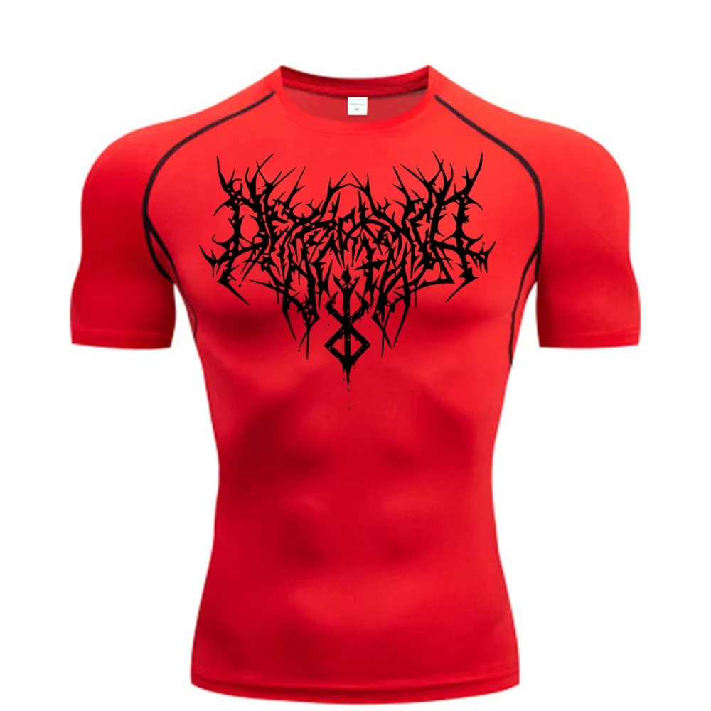 Men's Printed Compression Shirt - Quick Dry Breathable Rash Guard for Gym & Workout, Athletic Tight Fit Top ZY0059