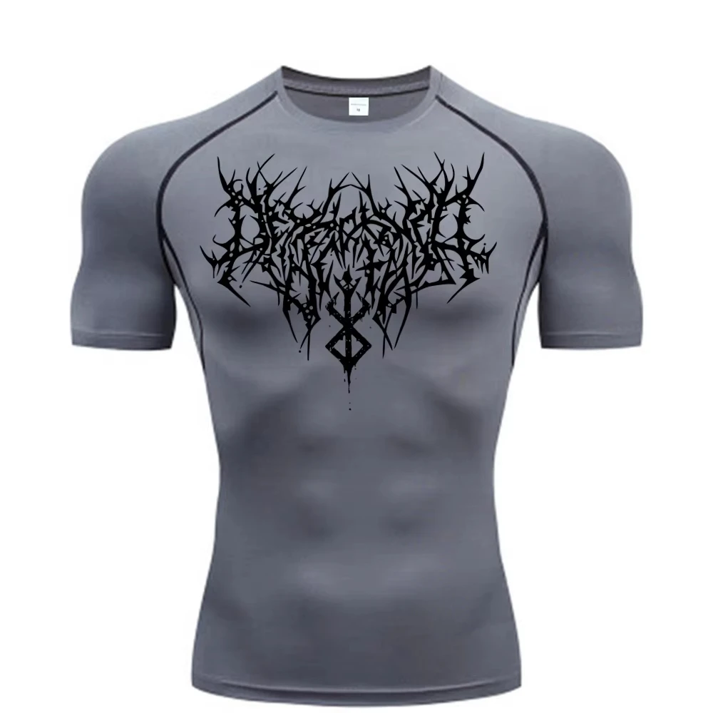 Men's Printed Compression Shirt - Quick Dry Breathable Rash Guard for Gym & Workout, Athletic Tight Fit Top ZY0059