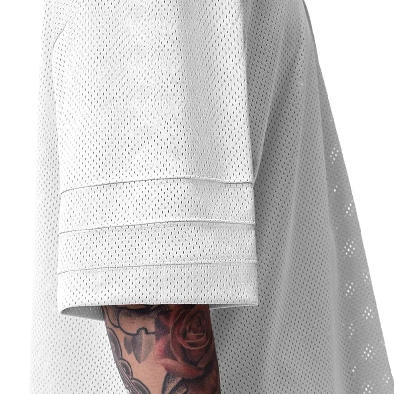 Plain Gym Sports Mens Bodybuilding Oversized Mesh Dropped Shoulders Fitness Workout Sports Half Sleeve T-shirt