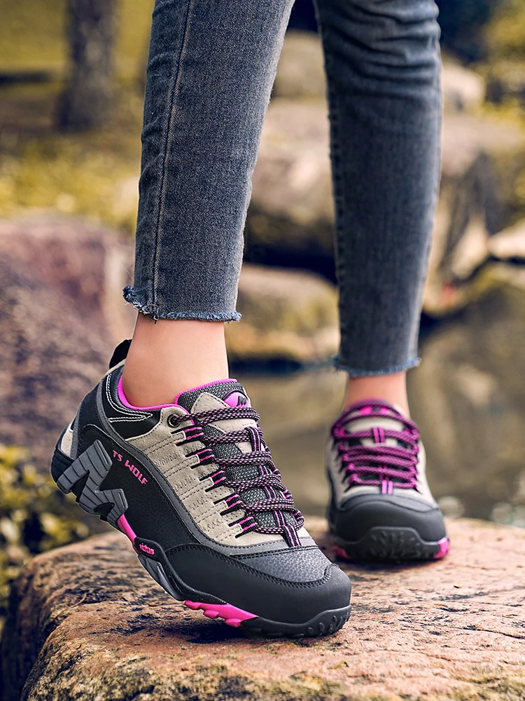 Outdoor Lover Trekking Shoes Men Waterproof Hiking Shoes Mountain Boots Genuine Leather Woodland Hunting Tactical Shoes