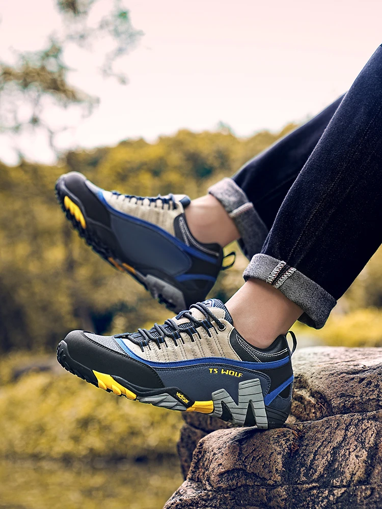 Outdoor Lover Trekking Shoes Men Waterproof Hiking Shoes Mountain Boots Genuine Leather Woodland Hunting Tactical Shoes