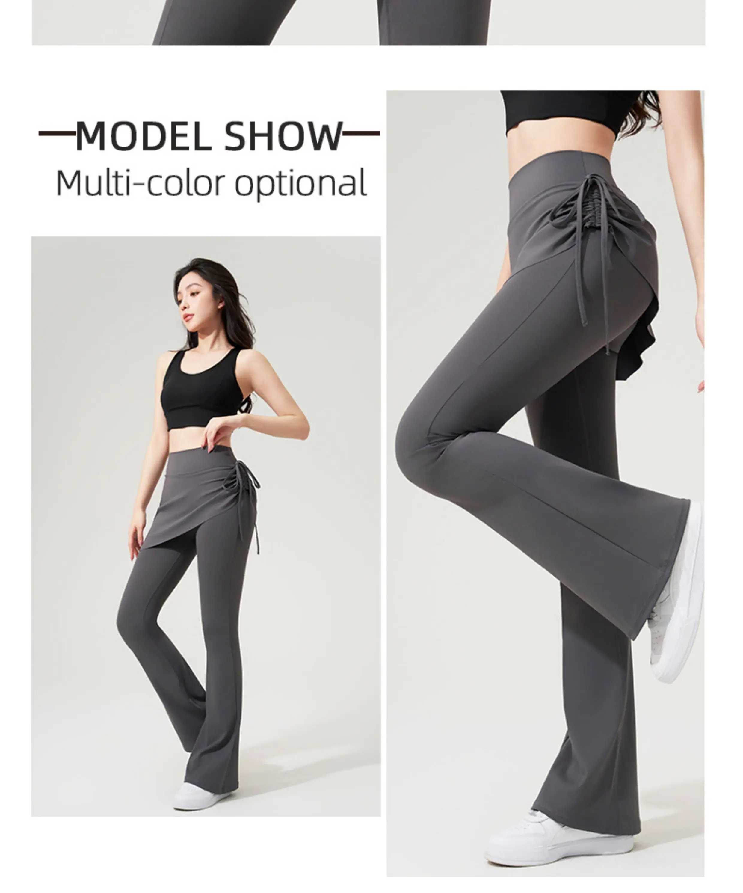 Yoga Bell-bottom Pants Fake Two-piece Skirt Pants High Waist Hip Lift Tight Body Anti-exposure Pilates Sports Fitness Leggings