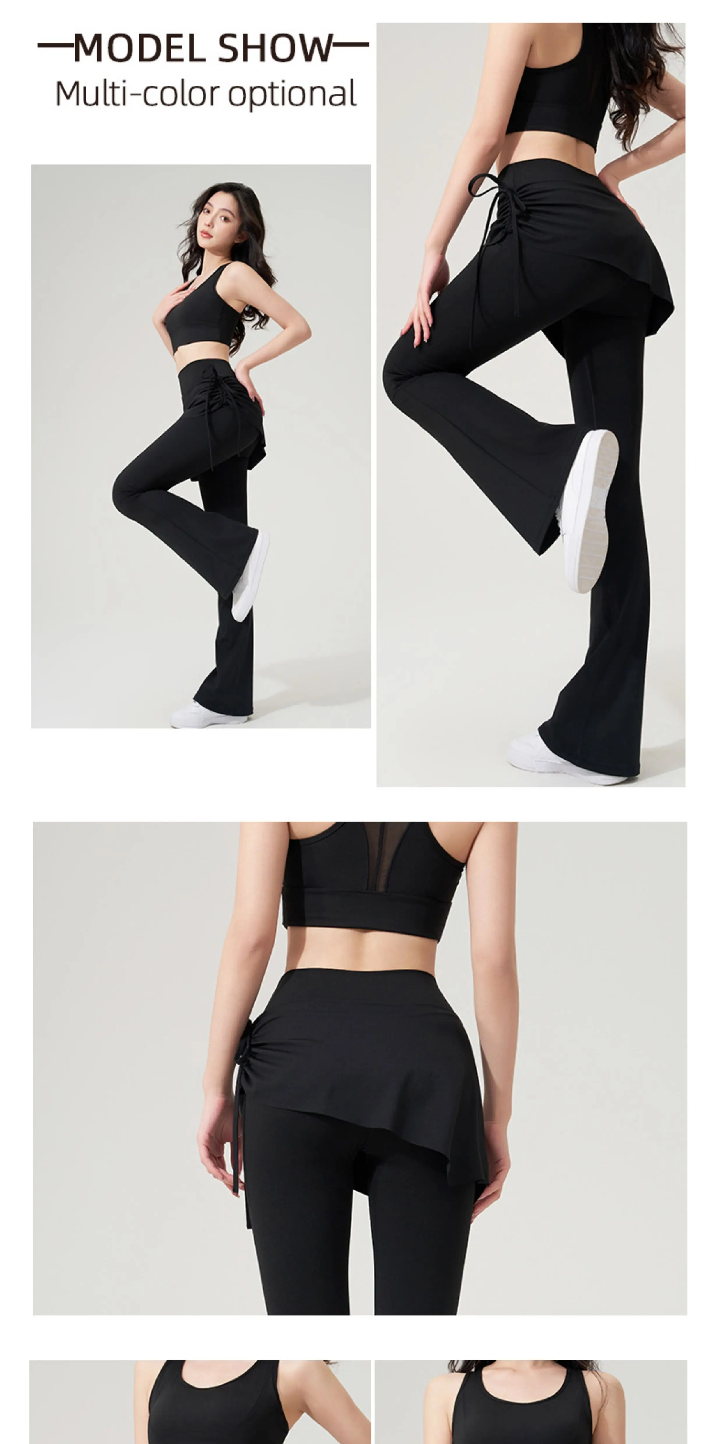 Yoga Bell-bottom Pants Fake Two-piece Skirt Pants High Waist Hip Lift Tight Body Anti-exposure Pilates Sports Fitness Leggings