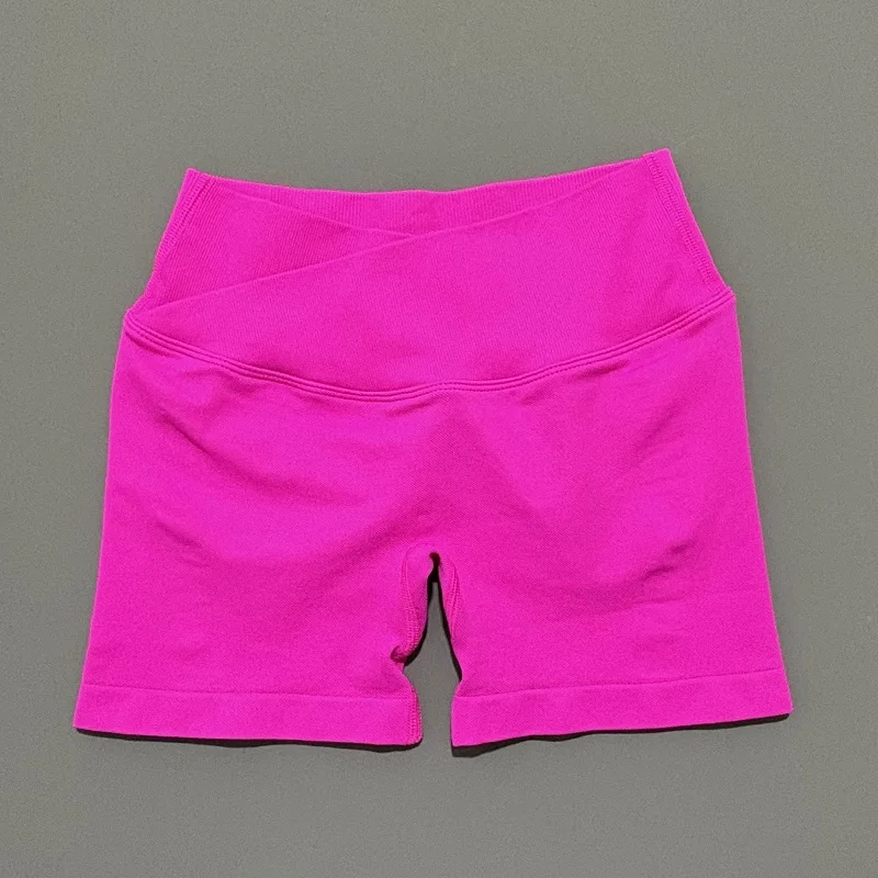 HISTELLO Vision Shorts 4.5" Df Dupe Women Yoga Cross Waist Workout Short Seamless Leggings Stretch Fitness Running Gym Shorts