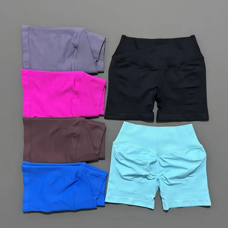 HISTELLO Vision Shorts 4.5" Df Dupe Women Yoga Cross Waist Workout Short Seamless Leggings Stretch Fitness Running Gym Shorts