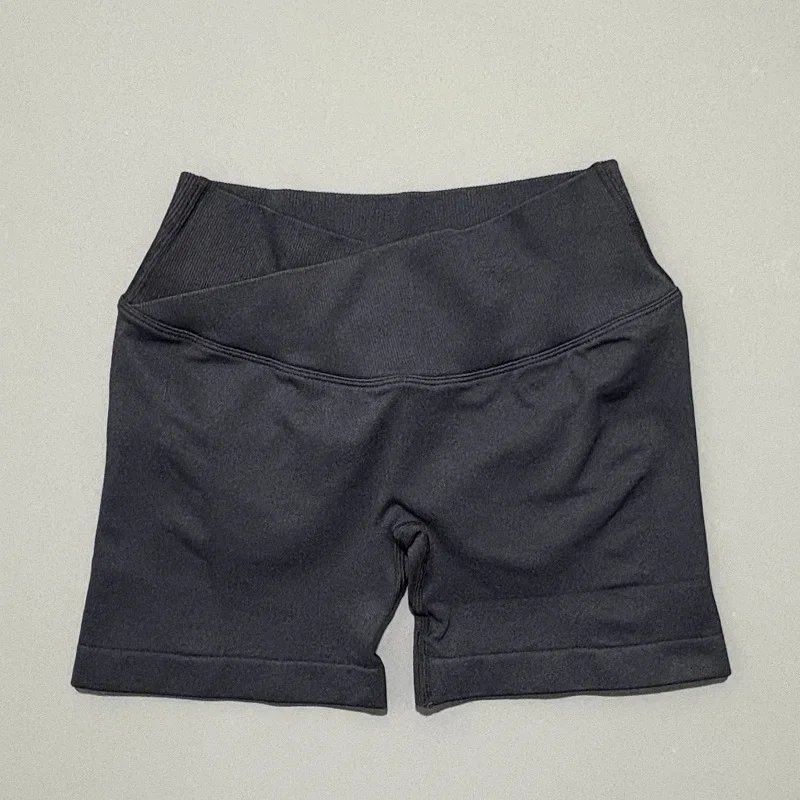 HISTELLO Vision Shorts 4.5" Df Dupe Women Yoga Cross Waist Workout Short Seamless Leggings Stretch Fitness Running Gym Shorts