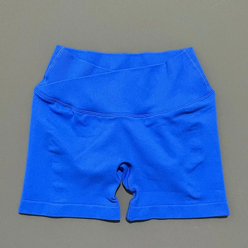 HISTELLO Vision Shorts 4.5" Df Dupe Women Yoga Cross Waist Workout Short Seamless Leggings Stretch Fitness Running Gym Shorts