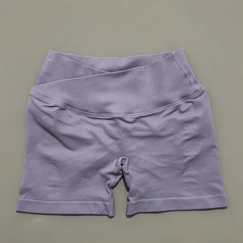HISTELLO Vision Shorts 4.5" Df Dupe Women Yoga Cross Waist Workout Short Seamless Leggings Stretch Fitness Running Gym Shorts