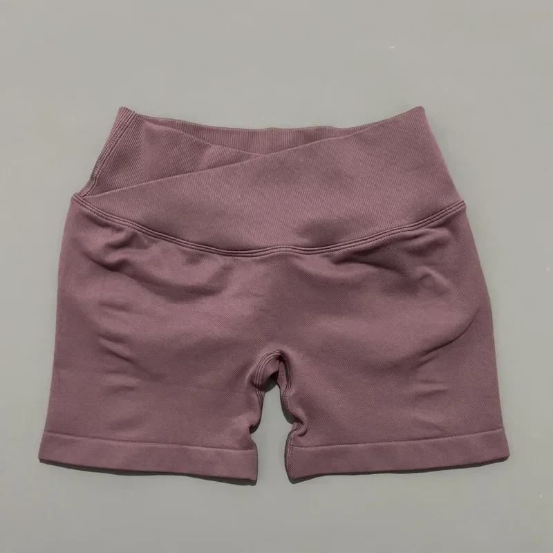HISTELLO Vision Shorts 4.5" Df Dupe Women Yoga Cross Waist Workout Short Seamless Leggings Stretch Fitness Running Gym Shorts
