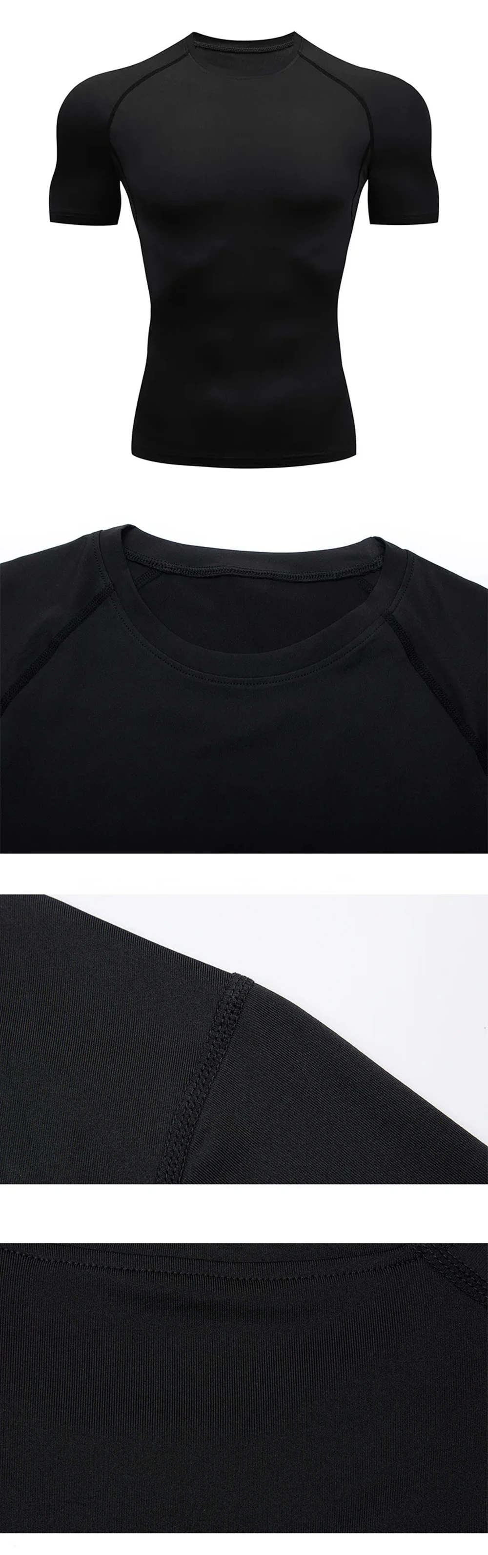2 Pcs Men Compression Sport T Shirt Short Sleeve Training Fitness Top Tee Man Quick Dry Running Sport T Shirts
