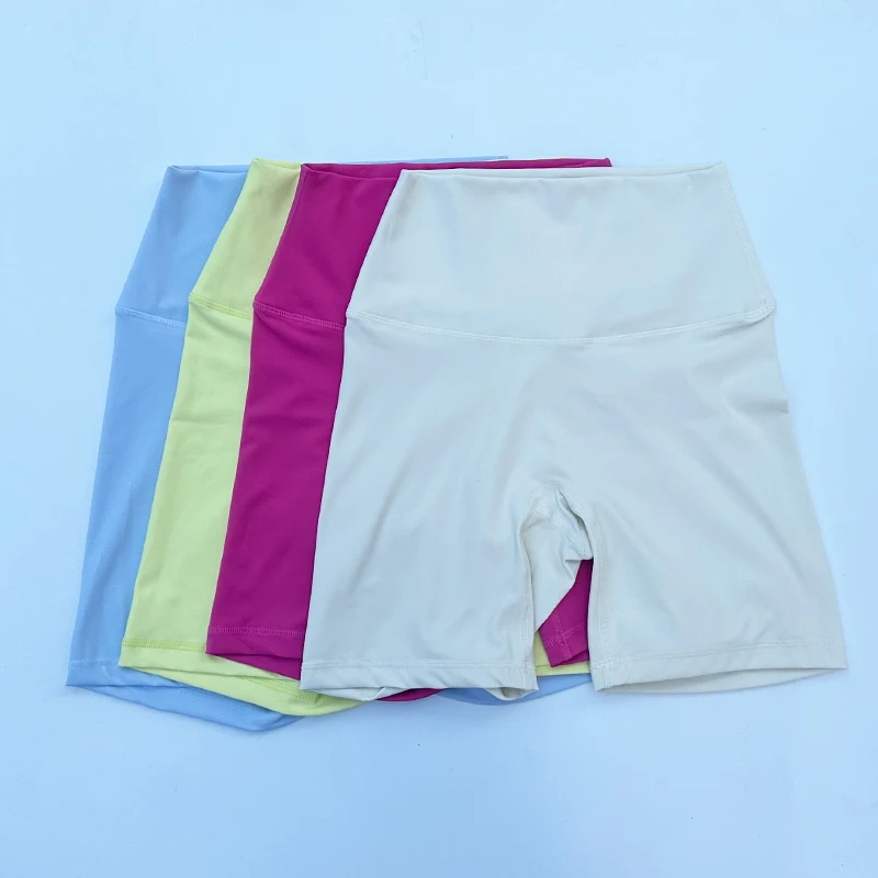 Women Sports Shorts High Waist Yoga Shorts Slim Fit Butt Lift Gym Running High Elastic Nylon Shorts