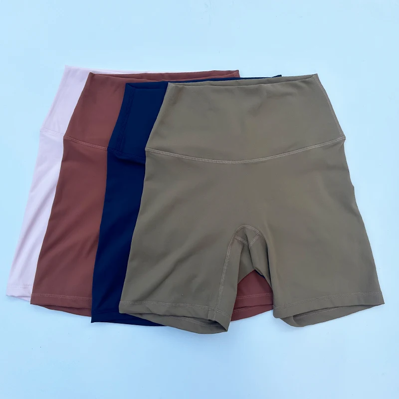 Women Sports Shorts High Waist Yoga Shorts Slim Fit Butt Lift Gym Running High Elastic Nylon Shorts
