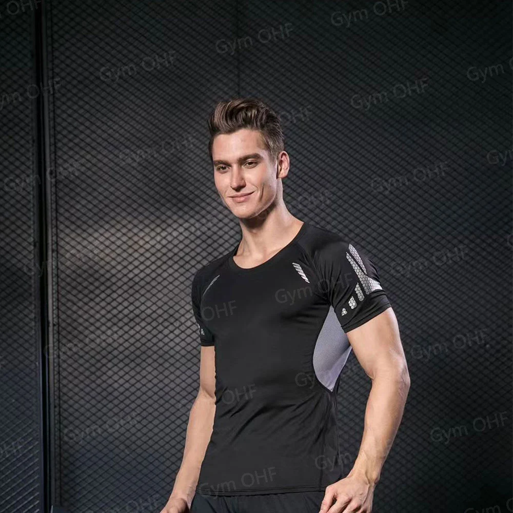 Men Long Sleeve Rashguard Compression T-Shirt Elastic Running Fitness Tee Tops Tight Man Sports Training Superhero Sportswear