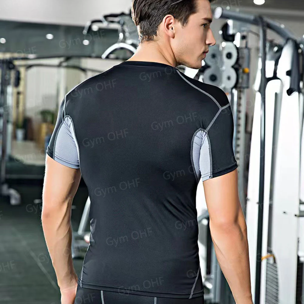 Men Long Sleeve Rashguard Compression T-Shirt Elastic Running Fitness Tee Tops Tight Man Sports Training Superhero Sportswear