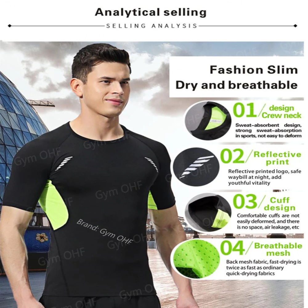 Men Long Sleeve Rashguard Compression T-Shirt Elastic Running Fitness Tee Tops Tight Man Sports Training Superhero Sportswear