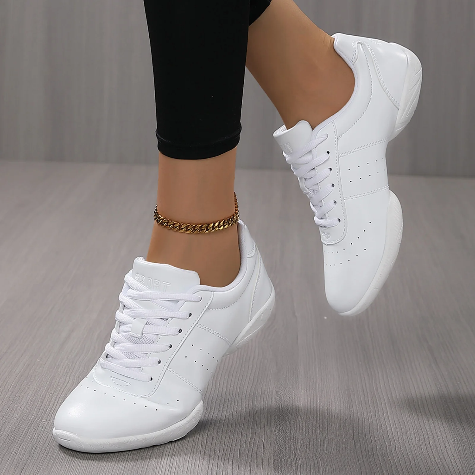 Cheerleading Shoes Women Girls Kids Youth White Black Cheer Shoes Dance Sneakers Lightweight Aerobics Sports Footwear 610