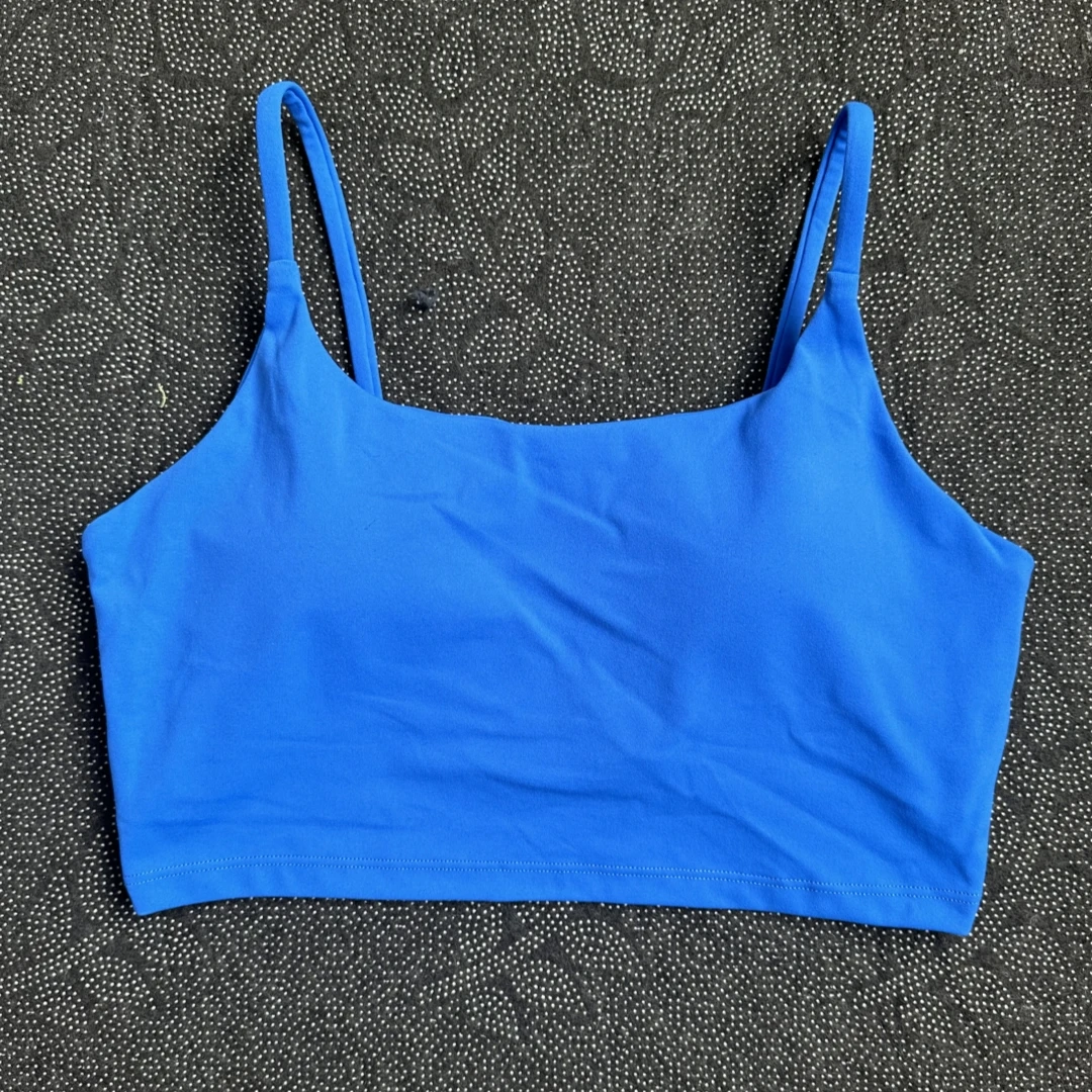 Solid Color Tight Fitness Women Sport Bra Spaghetti Strap Gym Yoga Bra Athletic Underwear Soft Top Workout Train With Chest Pad
