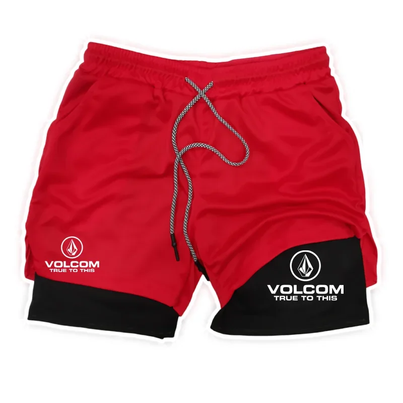 VOLCOM - Men's 2-in-1 Printed Shorts, suitable for sports, running, jogging, fitness, and comprehensive training, featuring comp