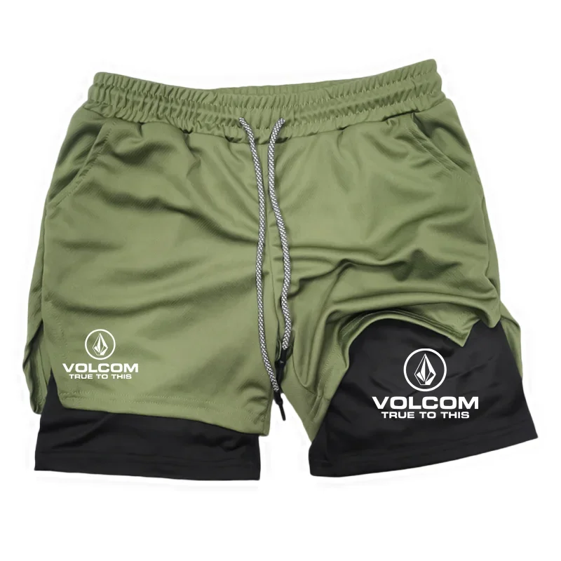 VOLCOM - Men's 2-in-1 Printed Shorts, suitable for sports, running, jogging, fitness, and comprehensive training, featuring comp