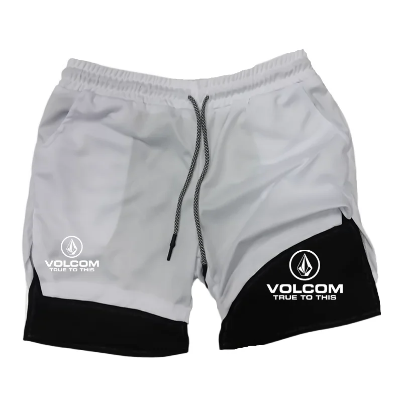VOLCOM - Men's 2-in-1 Printed Shorts, suitable for sports, running, jogging, fitness, and comprehensive training, featuring comp