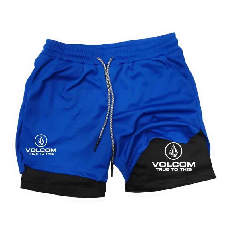 VOLCOM - Men's 2-in-1 Printed Shorts, suitable for sports, running, jogging, fitness, and comprehensive training, featuring comp