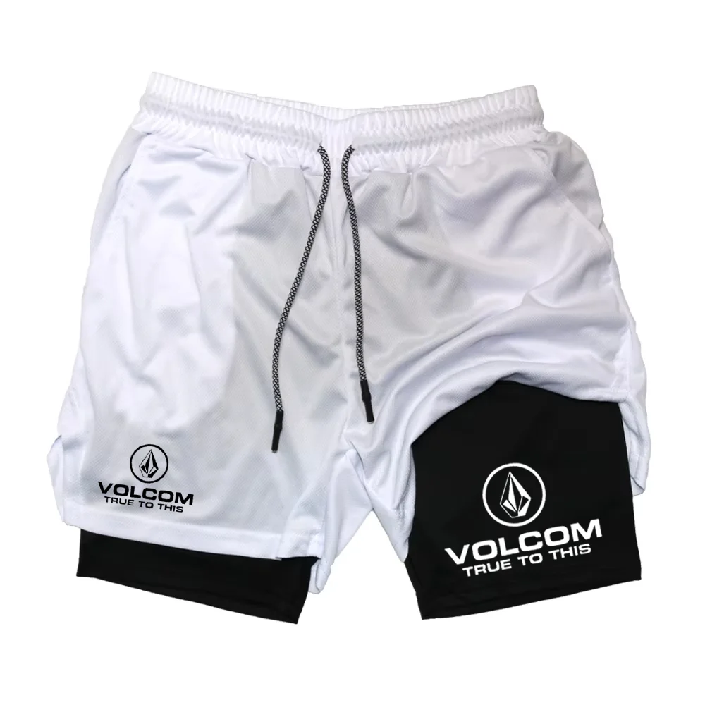 VOLCOM - Men's 2-in-1 Printed Shorts, suitable for sports, running, jogging, fitness, and comprehensive training, featuring comp