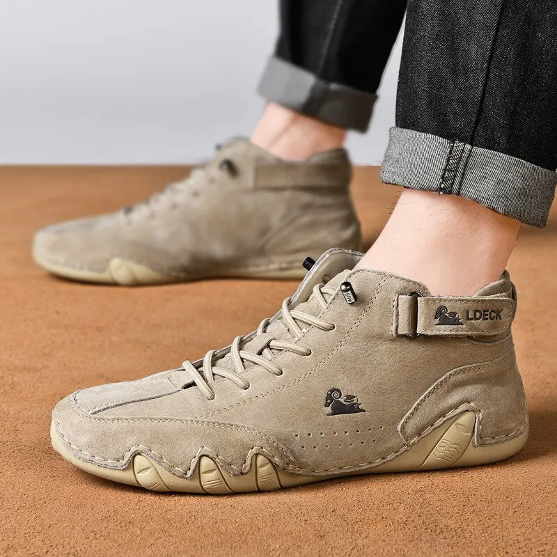 Men Leather Casual Shoes Non-slip Walking Sports Shoes Handmade Shoes for Men with Free Shipping High Top Sneakers Masculino