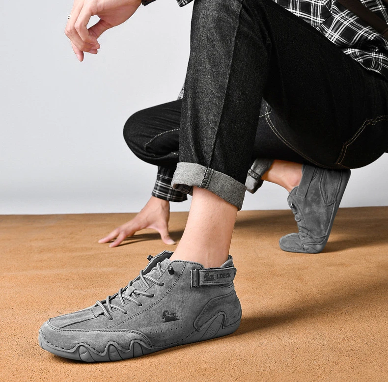 Men Leather Casual Shoes Non-slip Walking Sports Shoes Handmade Shoes for Men with Free Shipping High Top Sneakers Masculino